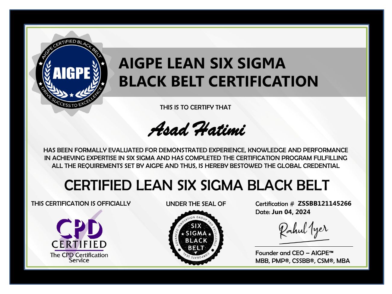 AIGPE Lean Six Sigma Black Belt