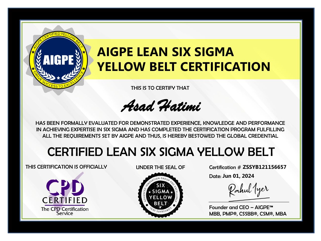 AIGPE Lean Six Sigma Yellow Belt